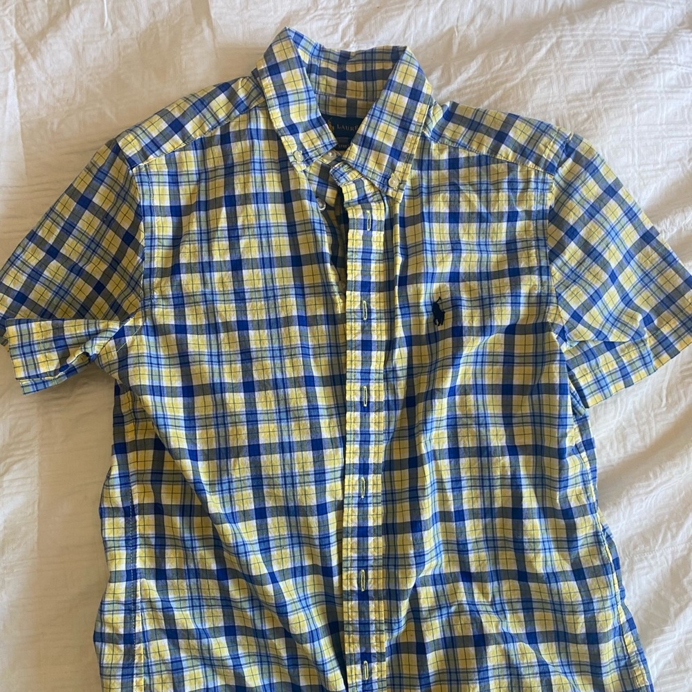 Boys Short Sleeve Ralph Lauren Plaid Button Down